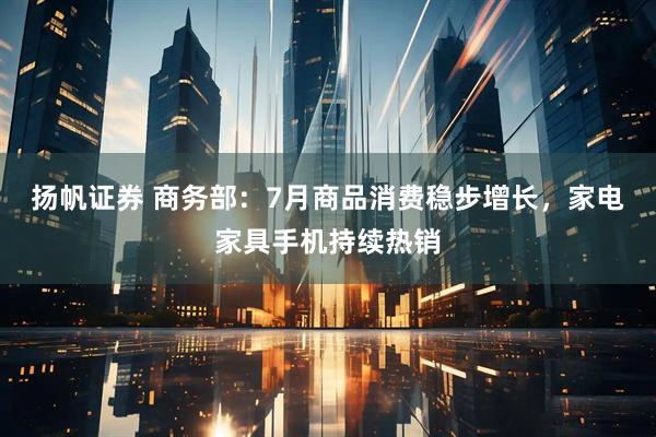扬帆证券 商务部：7月商品消费稳步增长，家电家具手机持续热销